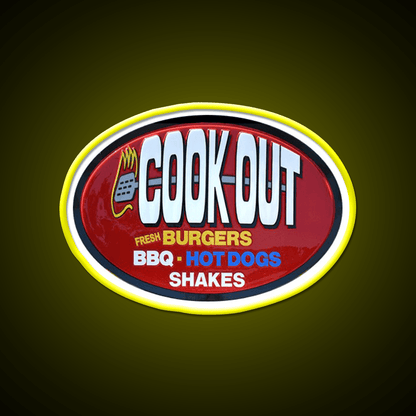 Cookout Fast Food Led Neon Sign For Burger Place Wall Decor Rgb Color - Shineneon
