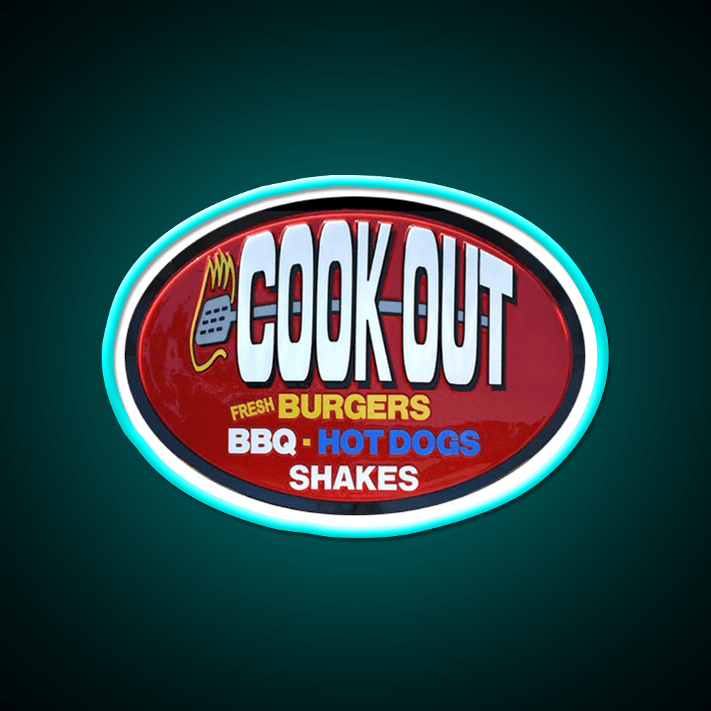 Cookout Fast Food Led Neon Sign For Burger Place Wall Decor Rgb Color - Shineneon
