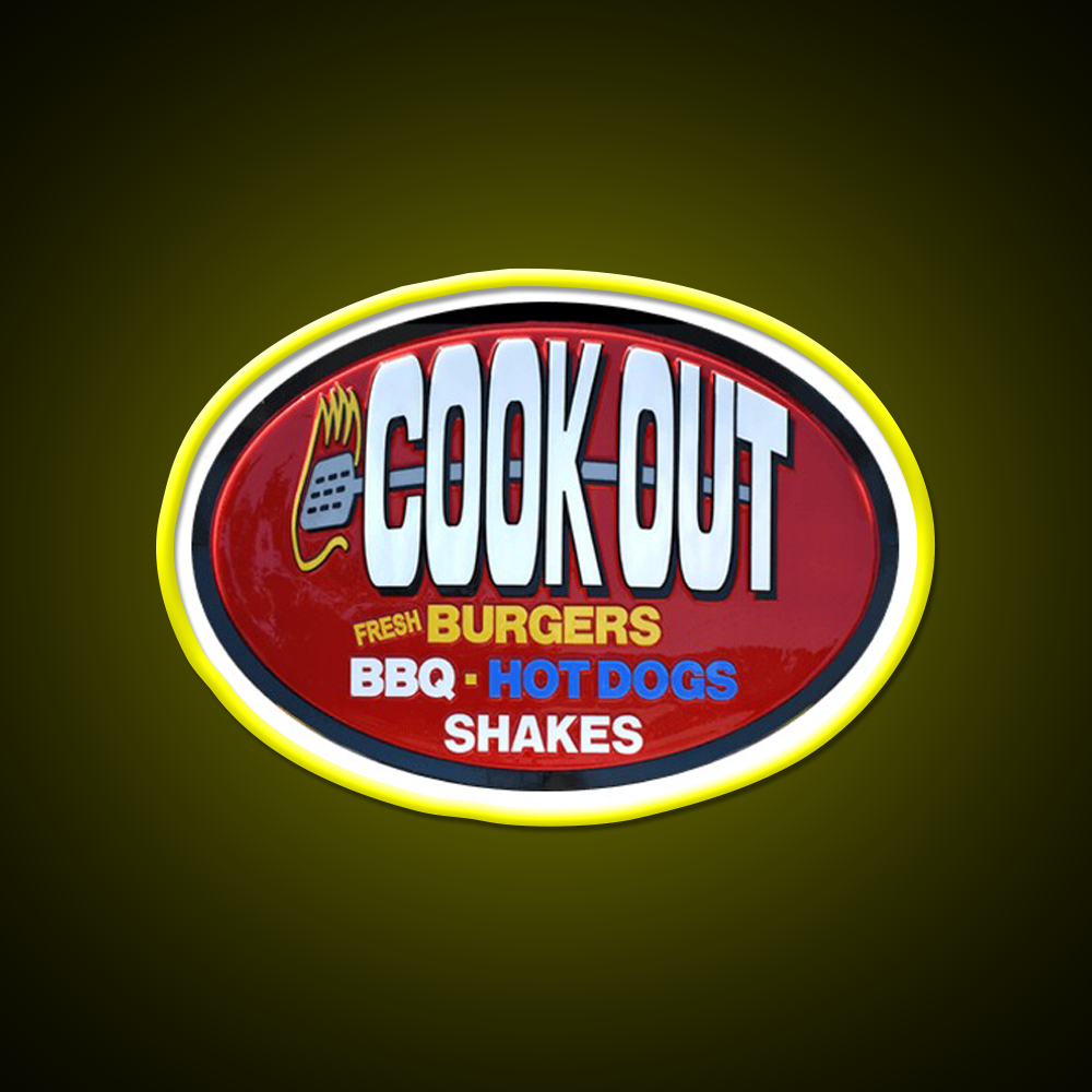 Cookout Fast Food Led Neon Sign For Burger Place Wall Decor Rgb Color