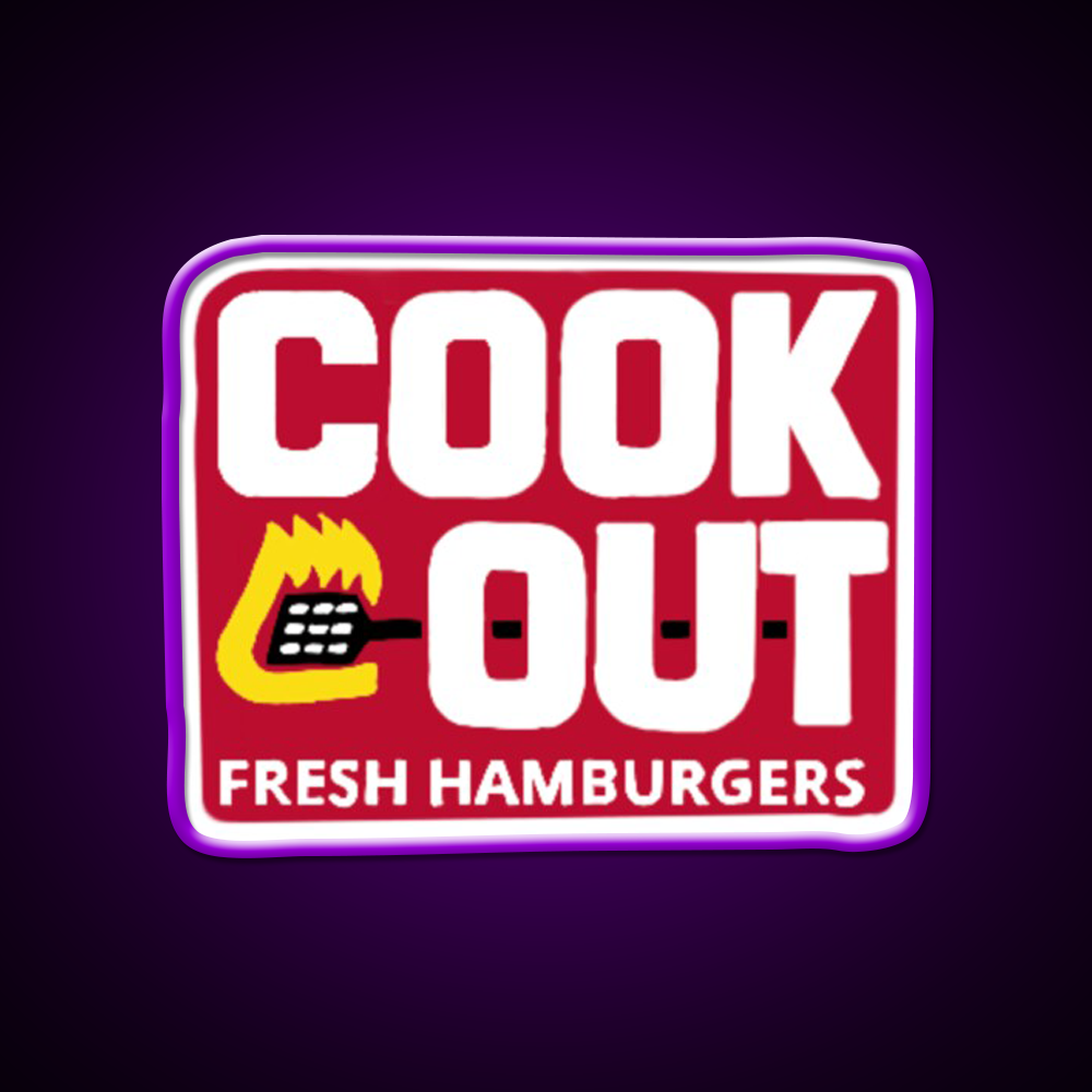 Cookout Logo Fast Food Led Neon Sign For Burger Place Rgb Color