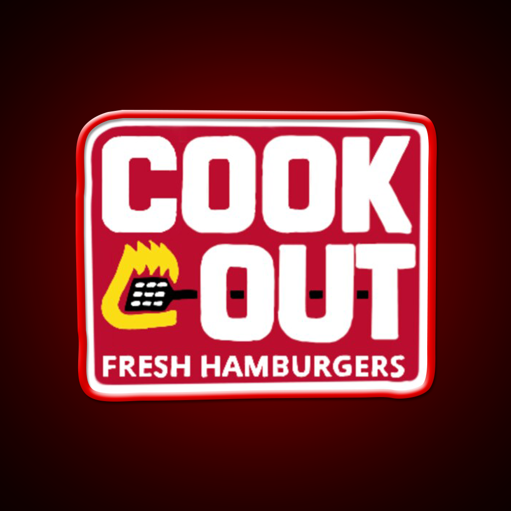 Cookout Logo Fast Food Led Neon Sign For Burger Place Rgb Color
