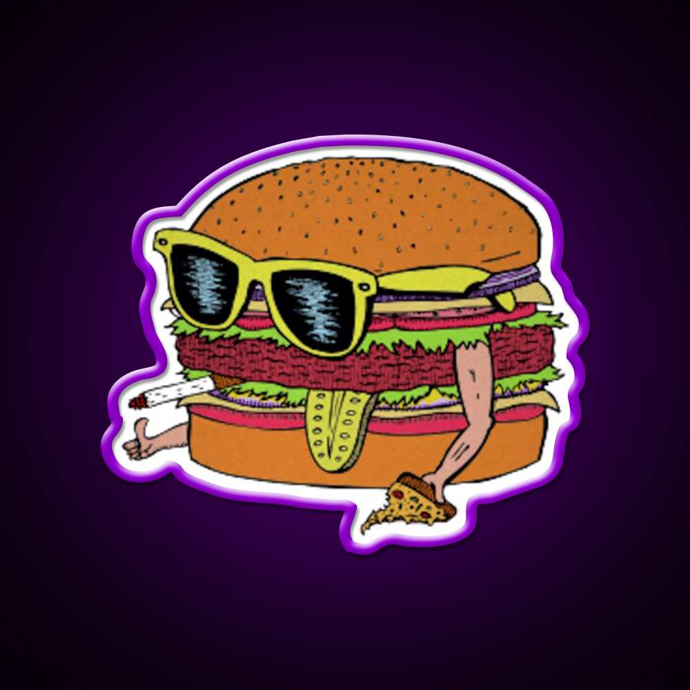 Cool Burger Fast Food Led Neon Sign For Burger Place Rgb Color