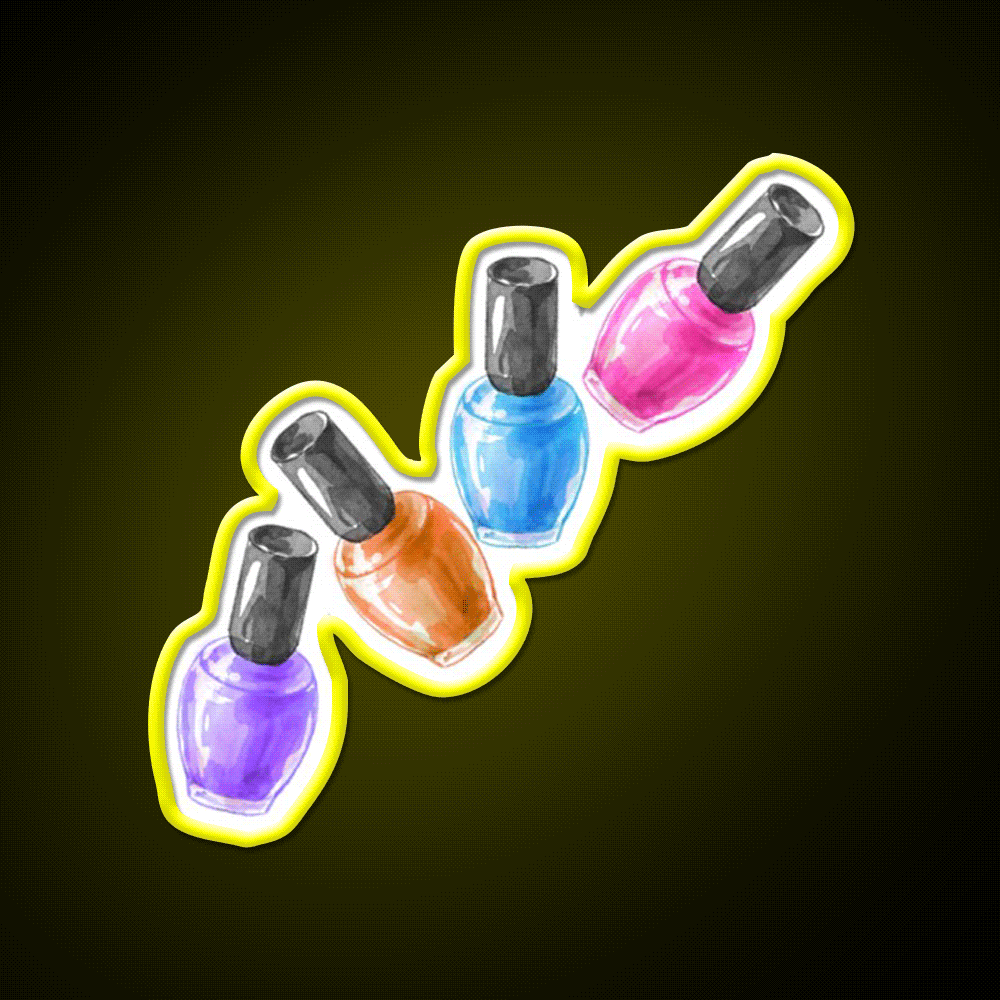 Cool Cute Colorful Nail Polish Bottle Nail Salon Led Neon Sign Rgb Color - Custom LED neon sign front view