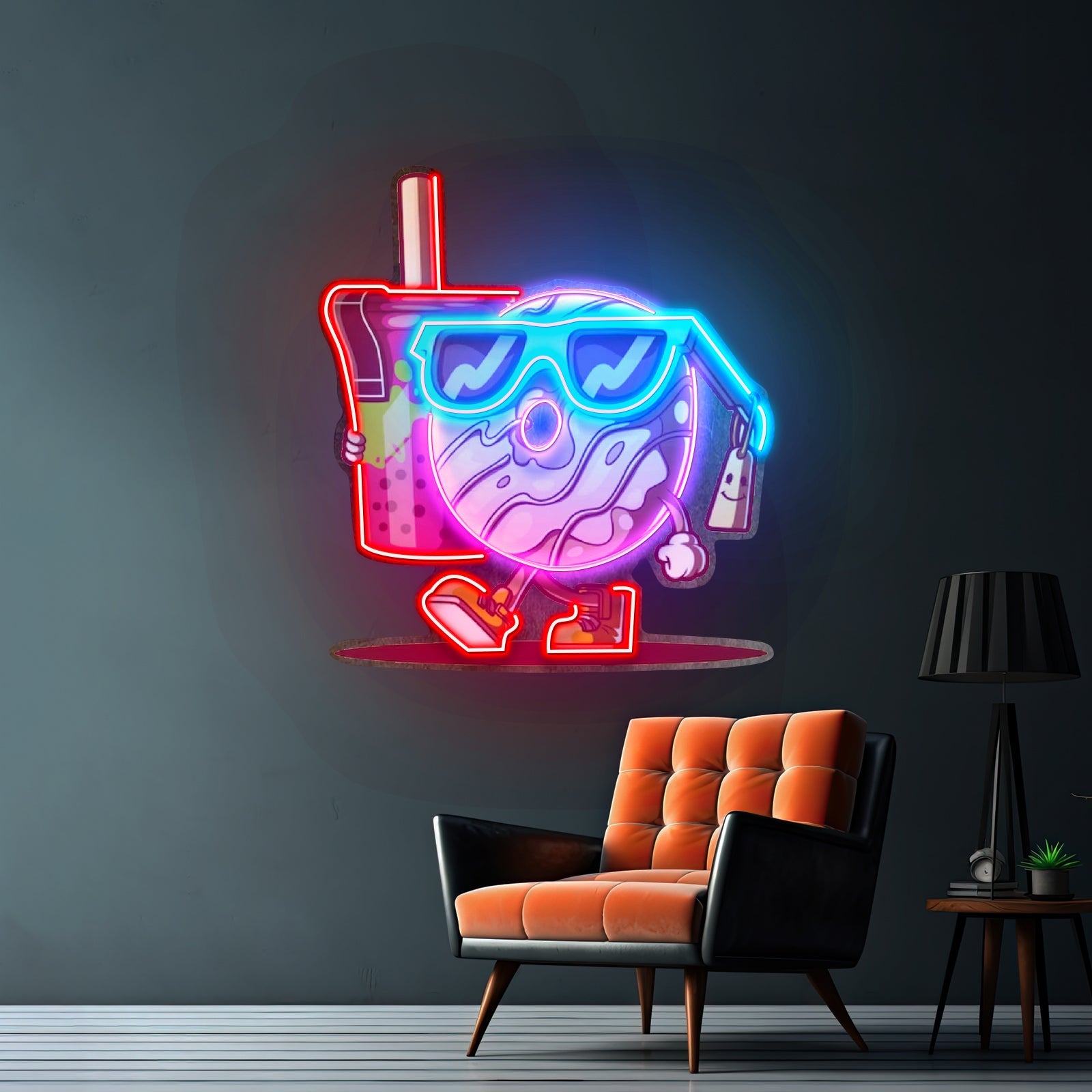 Cool Donut Holding A Tea Cup Led Neon Sign Light Custom Led Signs - Shineneon