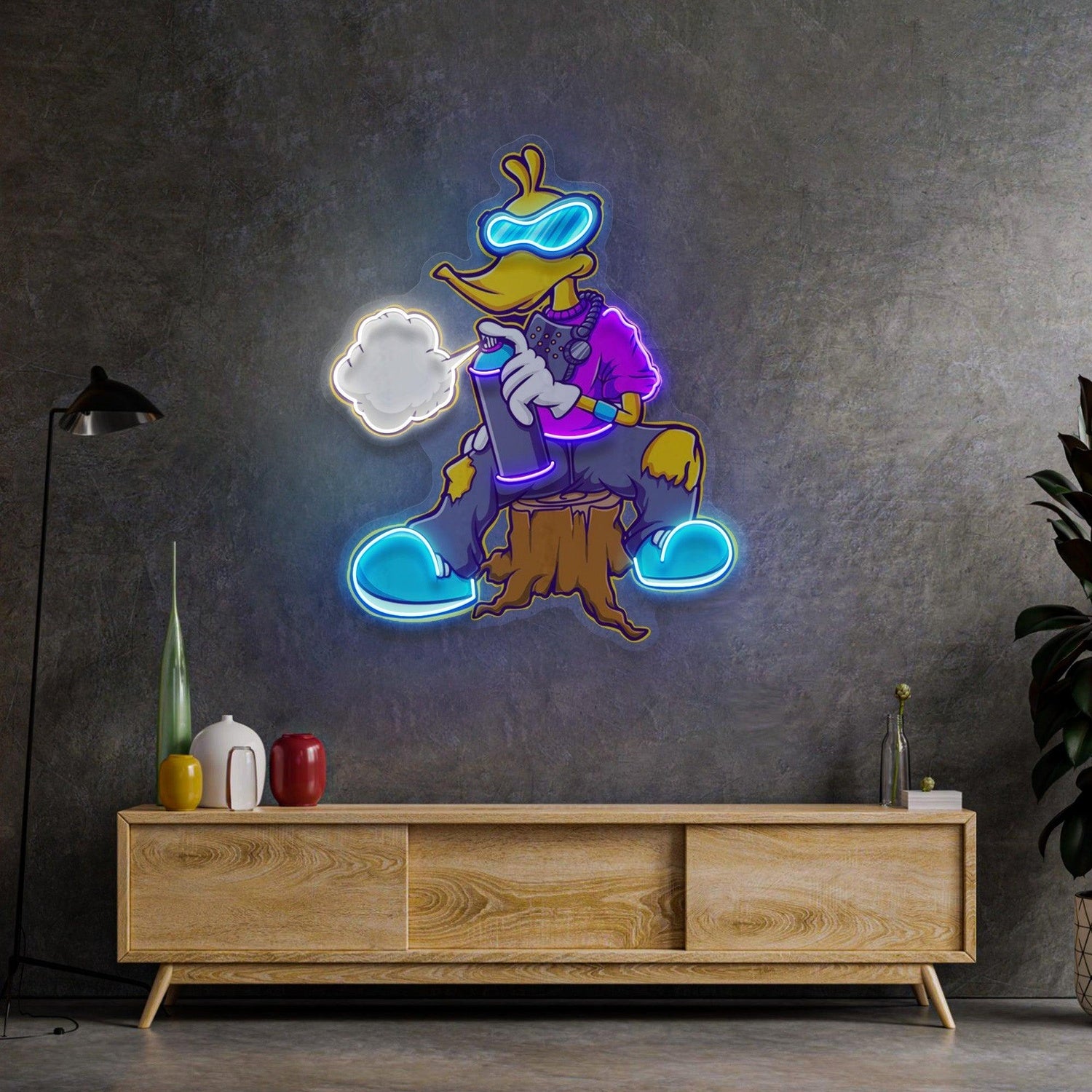 Cool Duck Cartoon Hotdog Uv Printed Led Neon Sign Indoor Home Cafe Decor | Shineneon