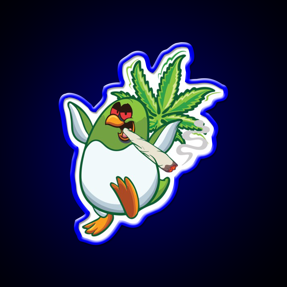 Cool Funny Penguin Hemp Inspired Green Leaf Led Neon Sign Rgb Color - LED neon sign view 5