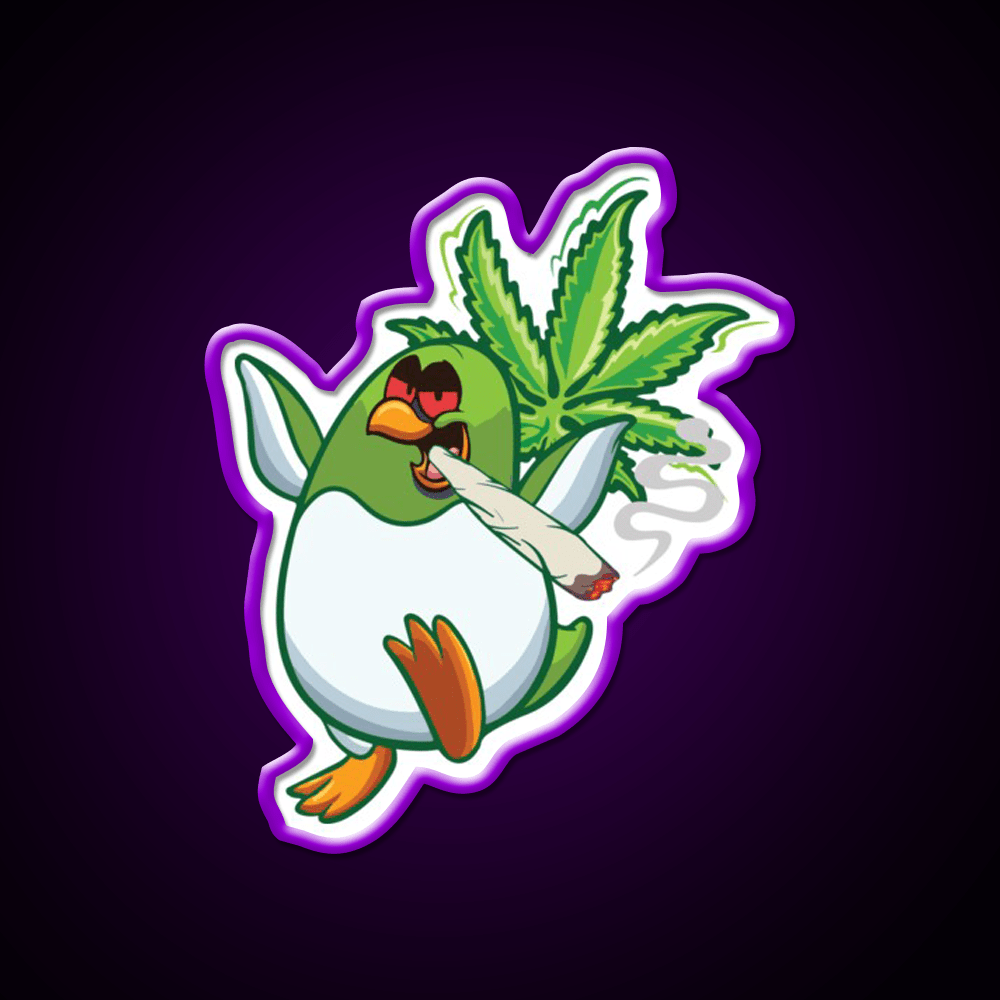 Cool Funny Penguin Hemp Inspired Green Leaf Led Neon Sign Rgb Color - Shineneon
