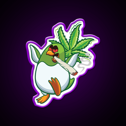 Cool Funny Penguin Hemp Inspired Green Leaf Led Neon Sign Rgb Color - Shineneon