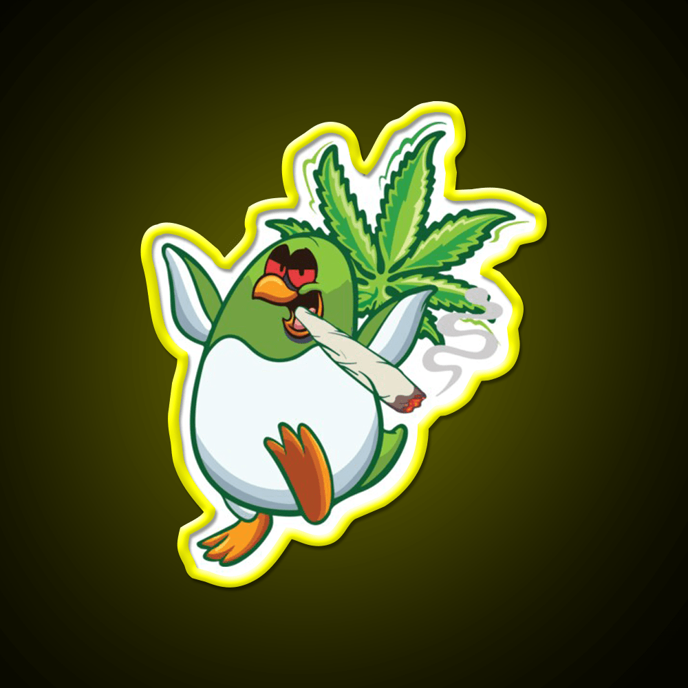 Cool Funny Penguin Hemp Inspired Green Leaf Led Neon Sign Rgb Color - Shineneon