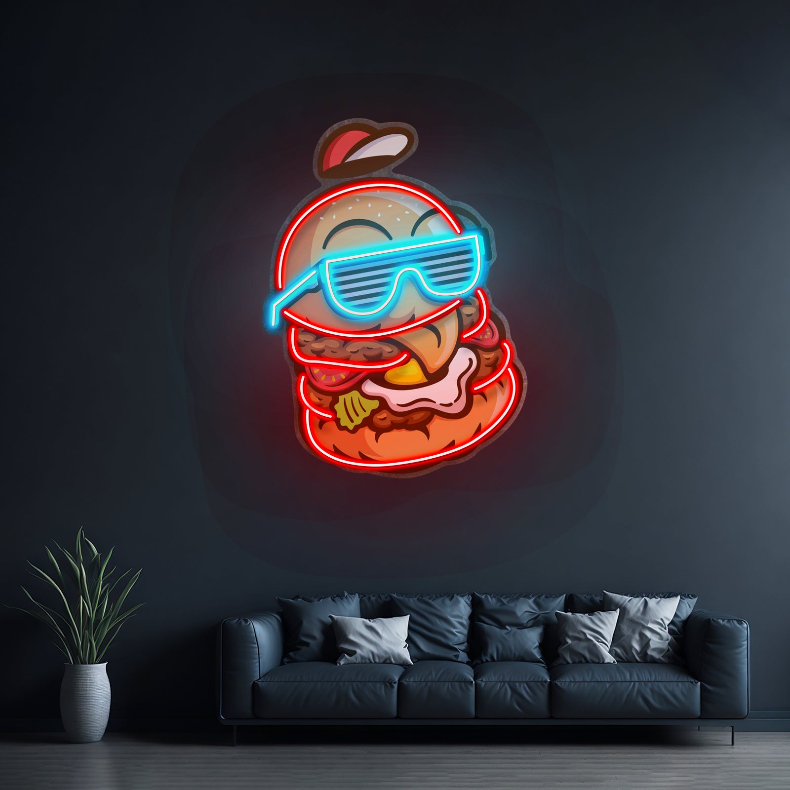 Cool Hamburger Led Neon Sign Light Custom Led Signs