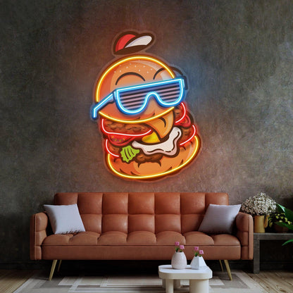 Cool Hamburger Pop Art Uv Printed Led Neon Sign For Restaurant And Living Room Decor | Shineneon