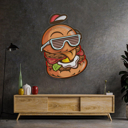 Cool Hamburger Pop Art Uv Printed Led Neon Sign For Restaurant And Living Room Decor | Shineneon