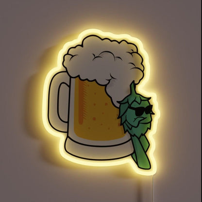 Cool Hops On Beer Glass Rgb Led Neon Sign - Shineneon