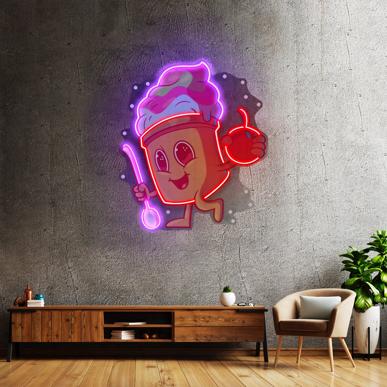 Cool Ice Cream Led Neon Sign Light Custom Led Signs