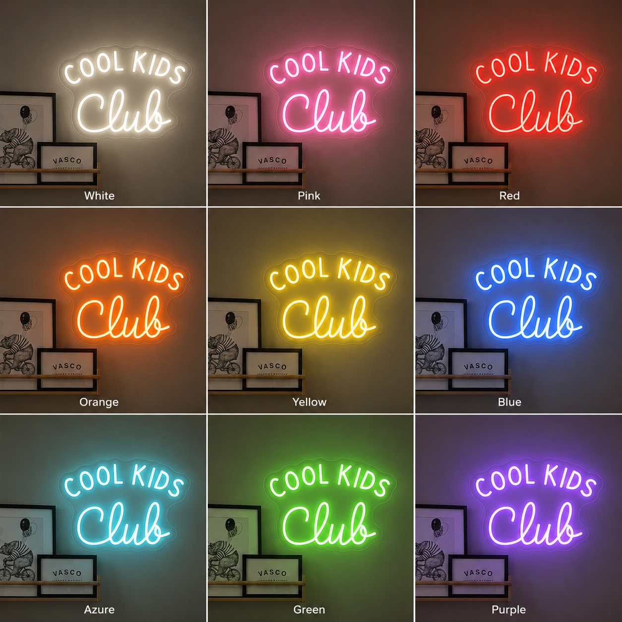 Cool Kids Club Wall Decor LED Neon Sign - 05 Color Grid