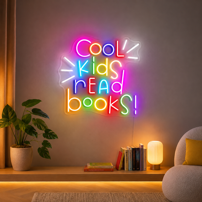 Cool Kids Read Books Wall Decor LED Neon Sign - 02 High-Converting Product Image