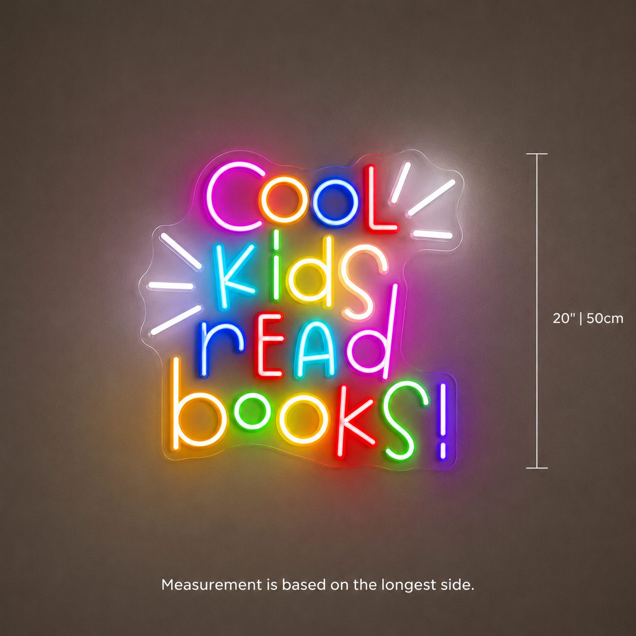 Cool Kids Read Books Wall Decor LED Neon Sign - 04 Size Image