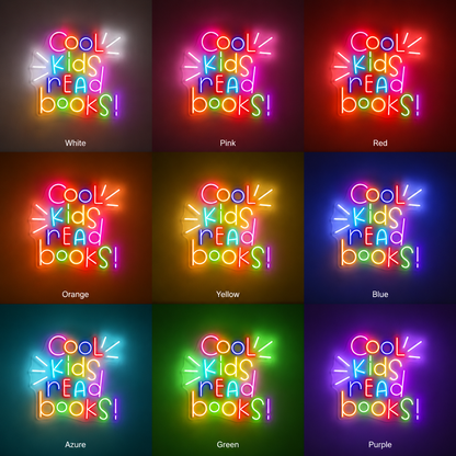Cool Kids Read Books Wall Decor LED Neon Sign - 05 Color Grid