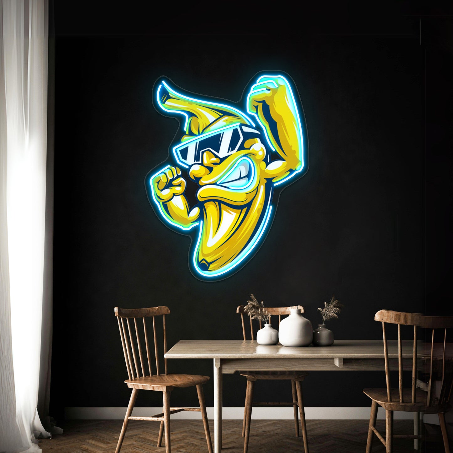 Cool Muscular Banana Character In Sunglasses Wall Artwork Neon Signs