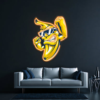 Cool Muscular Banana Character In Sunglasses Wall Artwork Neon Signs