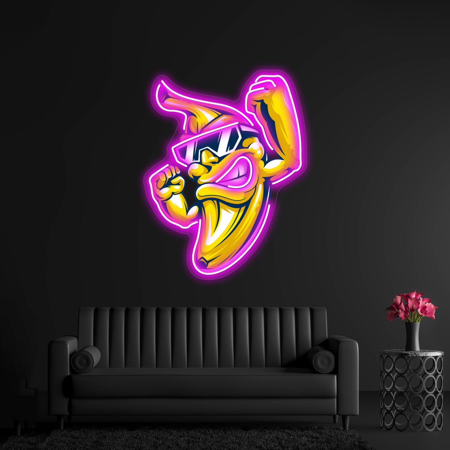 Cool Muscular Banana Character In Sunglasses Wall Artwork Neon Signs