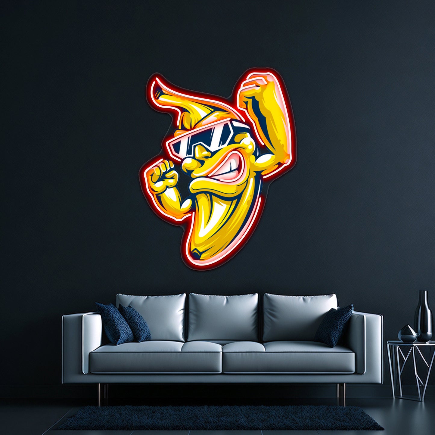 Cool Muscular Banana Character In Sunglasses Wall Artwork Neon Signs