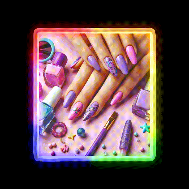 Cool Purple Nail Art Nail Salon Led Neon Sign Rgb Color - LED neon sign close-up detail