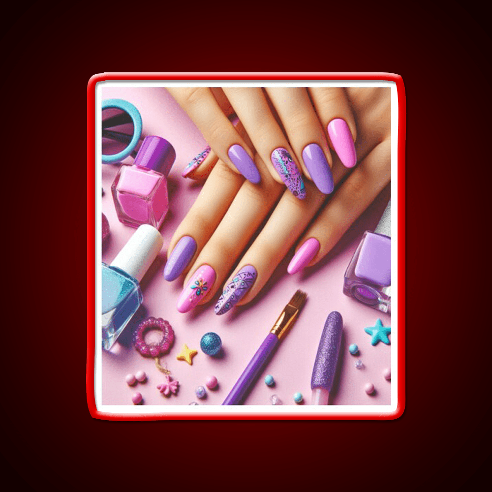 Cool Purple Nail Art Nail Salon Led Neon Sign Rgb Color - Shineneon