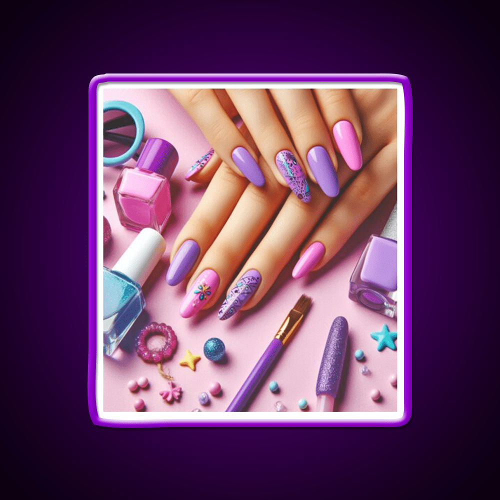 Cool Purple Nail Art Nail Salon Led Neon Sign Rgb Color - Shineneon