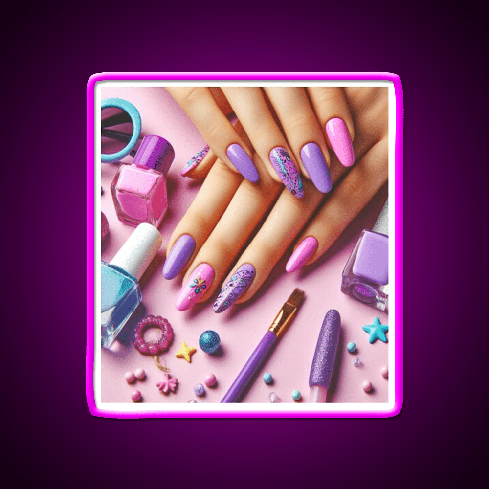 Cool Purple Nail Art Nail Salon Led Neon Sign Rgb Color - Shineneon