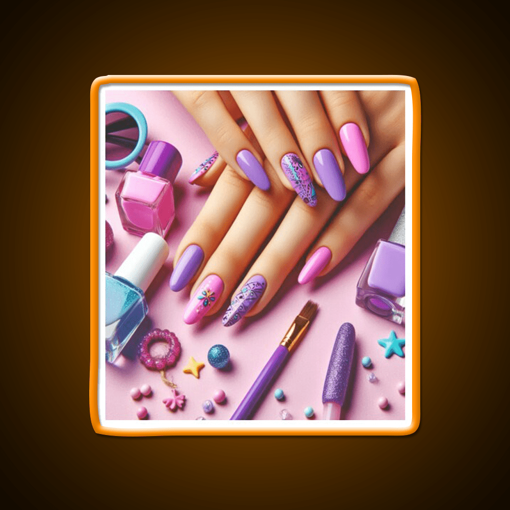 Cool Purple Nail Art Nail Salon Led Neon Sign Rgb Color - Shineneon