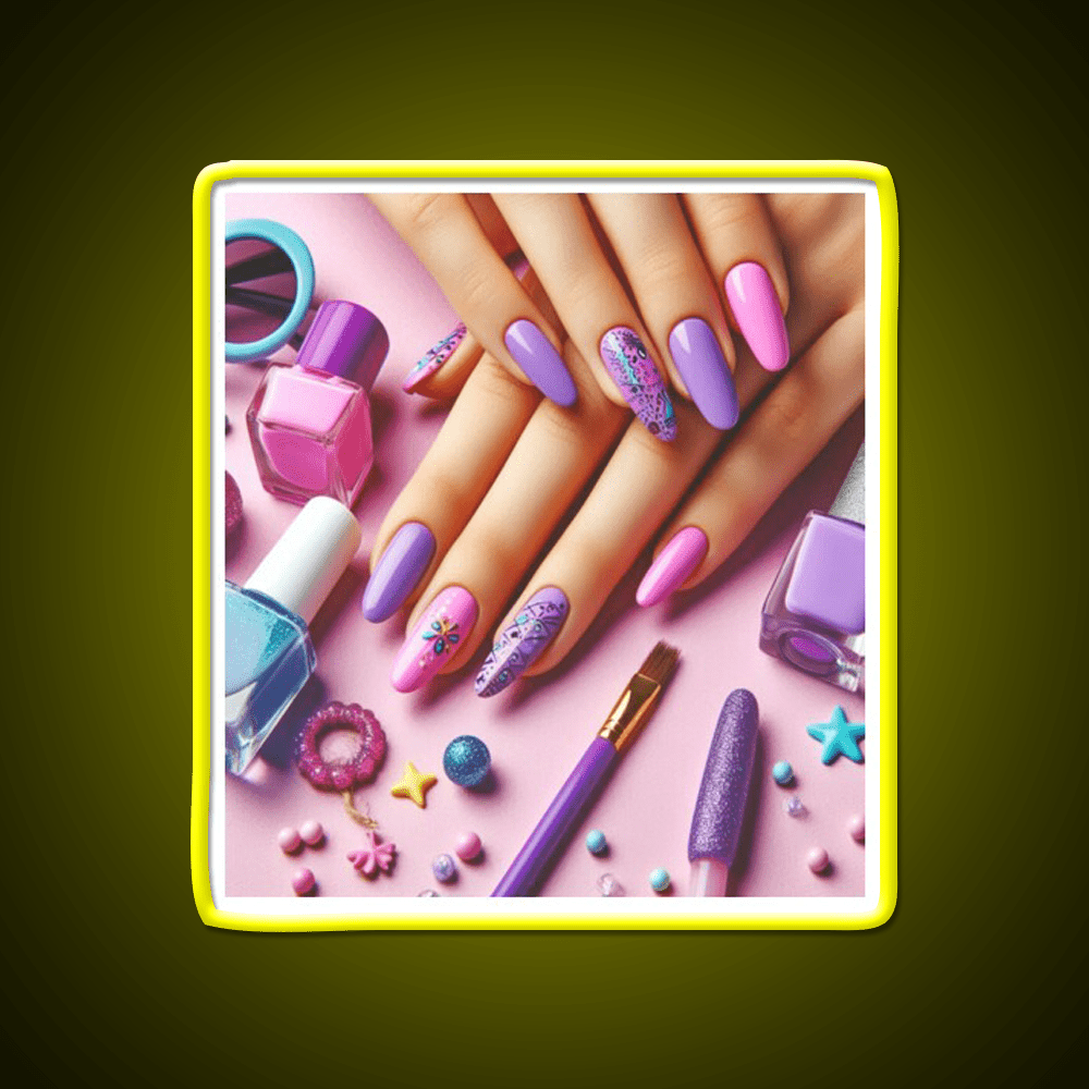 Cool Purple Nail Art Nail Salon Led Neon Sign Rgb Color - Shineneon