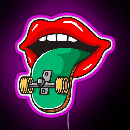 Cool Skater Skateboarder Tongue Rgb Neon Sign - Shineneon