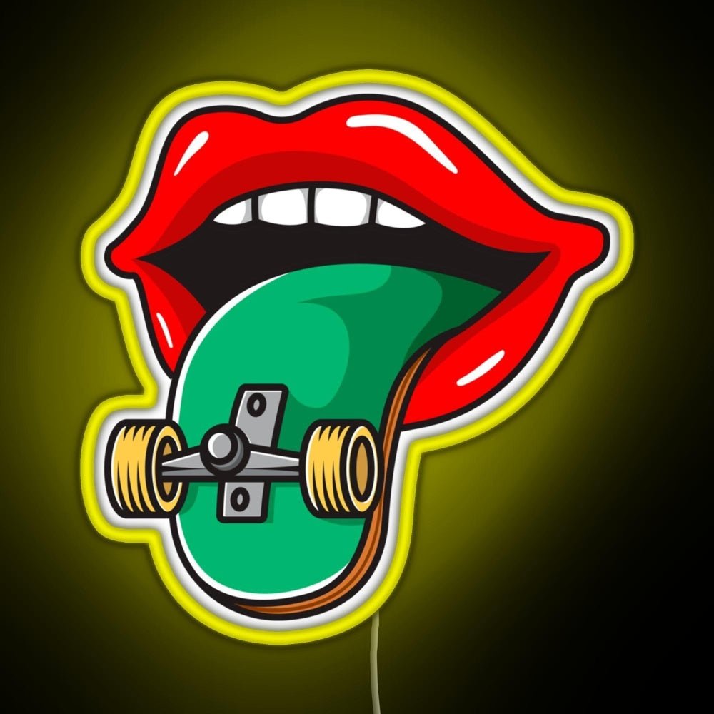 Cool Skater Skateboarder Tongue Rgb Neon Sign - Shineneon