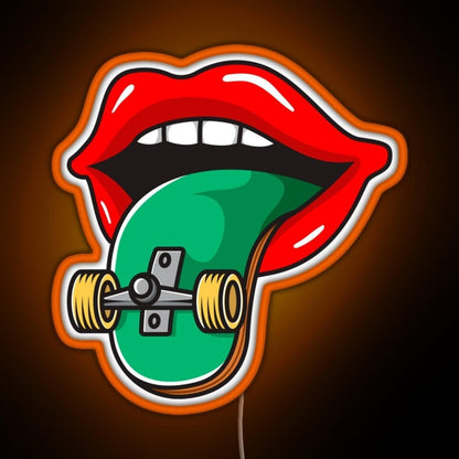 Cool Skater Skateboarder Tongue Rgb Neon Sign - Shineneon
