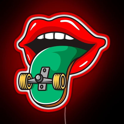 Cool Skater Skateboarder Tongue Rgb Neon Sign - Shineneon