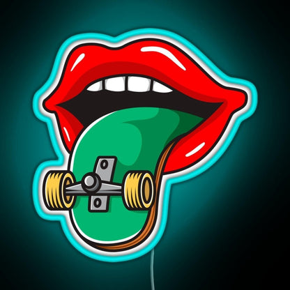 Cool Skater Skateboarder Tongue Rgb Neon Sign - Shineneon