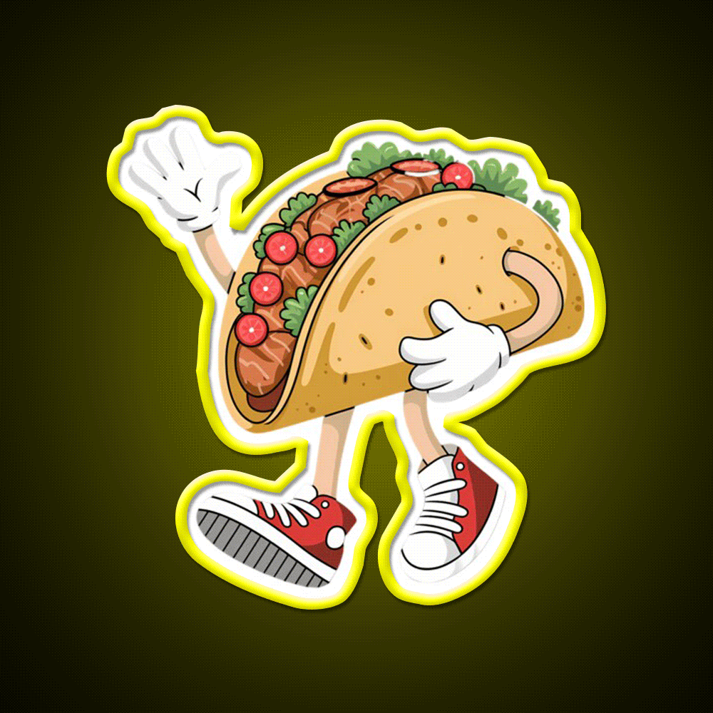 Cool Taco Cinco De Mayo Taco Led Neon Sign Mexican Food Sign Rgb Color - Custom LED neon sign front view