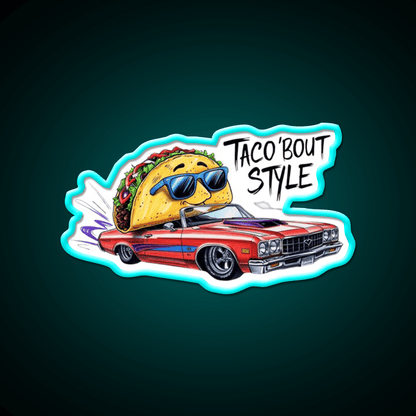 Cool Taco Driving Classic Car Taco Led Neon Sign Mexican Food Sign Rgb Color - Shineneon