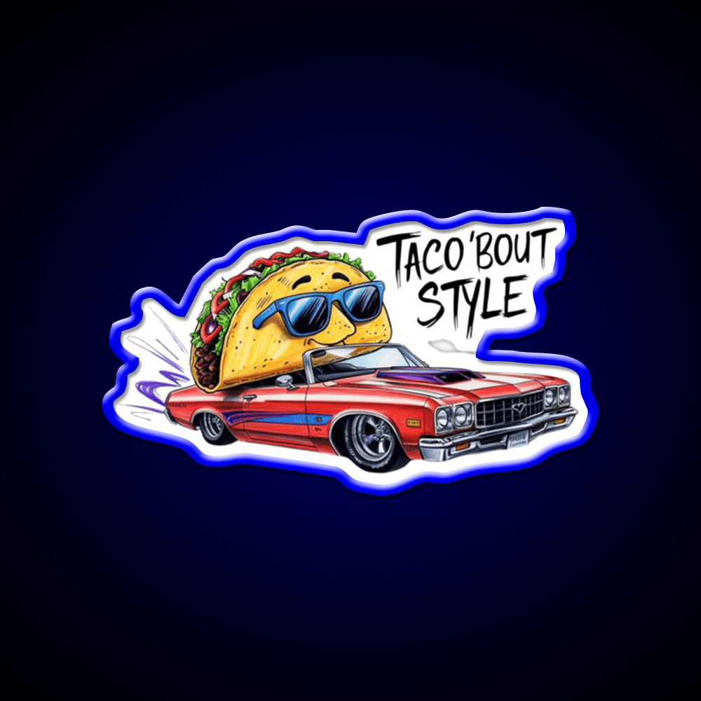 Cool Taco Driving Classic Car Taco Led Neon Sign Mexican Food Sign Rgb Color - Shineneon