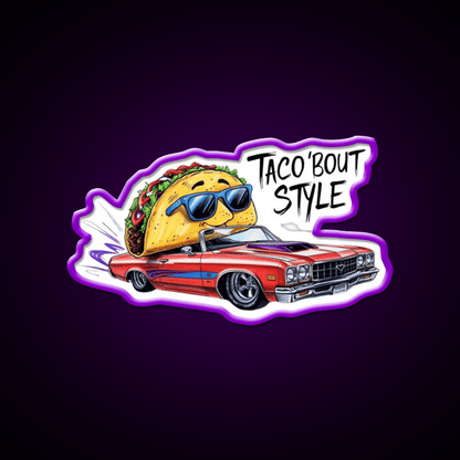 Cool Taco Driving Classic Car Taco Led Neon Sign Mexican Food Sign Rgb Color - Shineneon