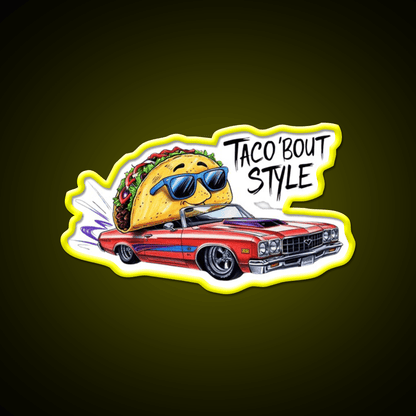 Cool Taco Driving Classic Car Taco Led Neon Sign Mexican Food Sign Rgb Color - Shineneon