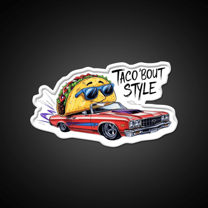 Cool Taco Driving Classic Car Taco Led Neon Sign Mexican Food Sign Rgb Color - Shineneon