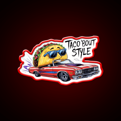 Cool Taco Driving Classic Car Taco Led Neon Sign Mexican Food Sign Rgb Color - Shineneon