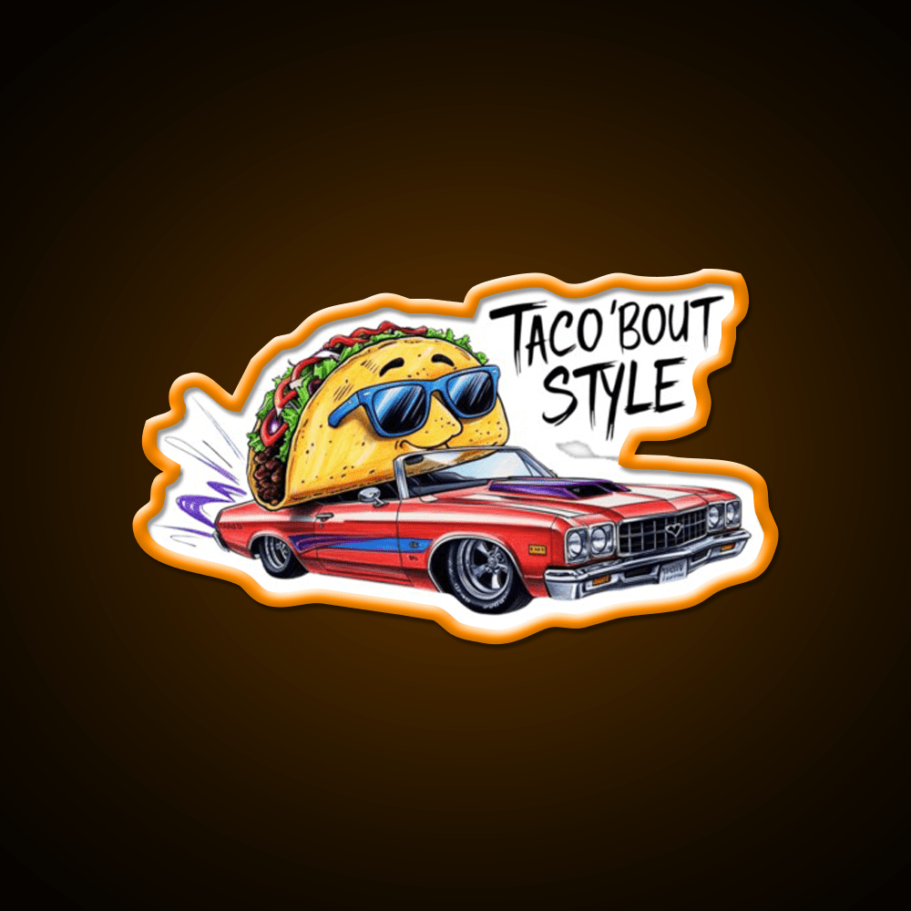 Cool Taco Driving Classic Car Taco Led Neon Sign Mexican Food Sign Rgb Color - Shineneon