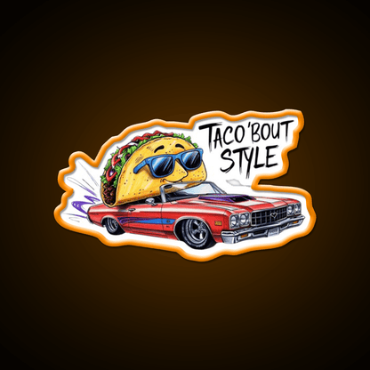 Cool Taco Driving Classic Car Taco Led Neon Sign Mexican Food Sign Rgb Color - Shineneon