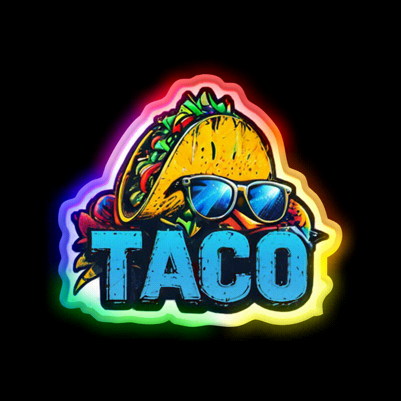 Cool Taco With Sunglasses Cute Taco Led Neon Sign Wall Light Rgb Color - LED neon sign close-up detail