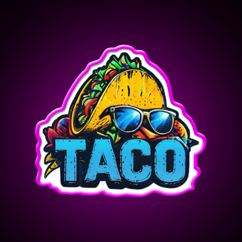 Cool Taco With Sunglasses Cute Taco Led Neon Sign Wall Light Rgb Color - Shineneon