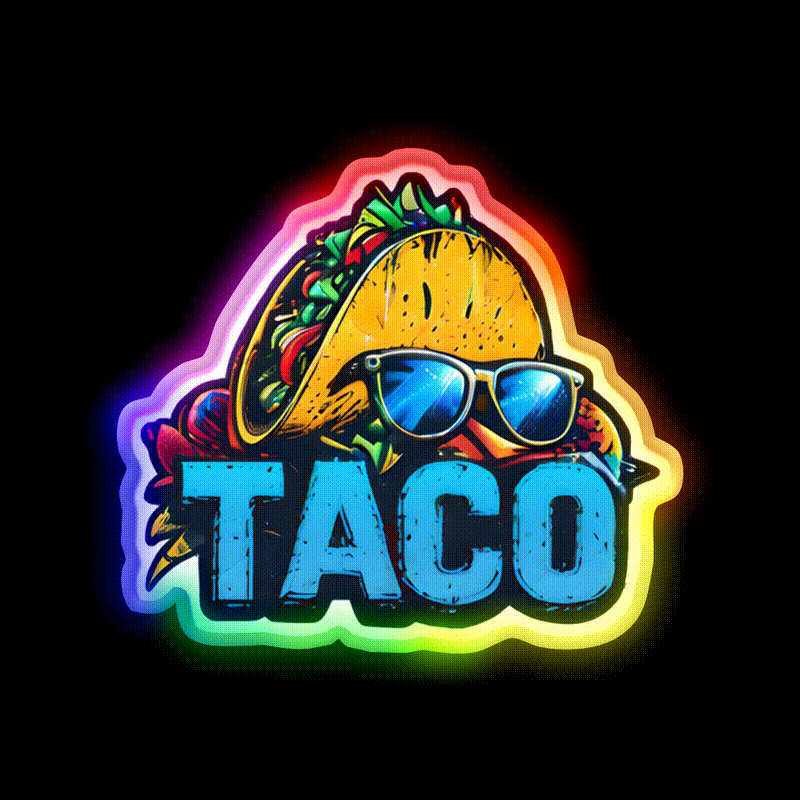 Cool Taco With Sunglasses Taco Led Neon Sign Mexican Food Sign Rgb Color - LED neon sign close-up detail