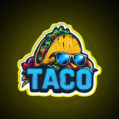 Cool Taco With Sunglasses Taco Led Neon Sign Mexican Food Sign Rgb Color - Custom LED neon sign front view